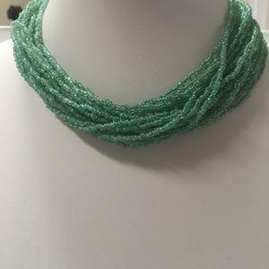 Layered Sea Foam Green Glass Seed Bead Necklace